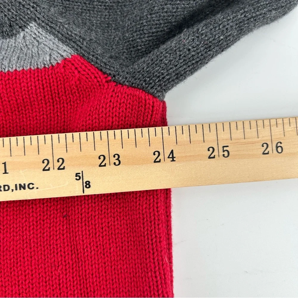 Eddie Bauer 1/4 Zip Pullover Mens XL Tall Red Gray Sweater Outdoorsman Cabincore